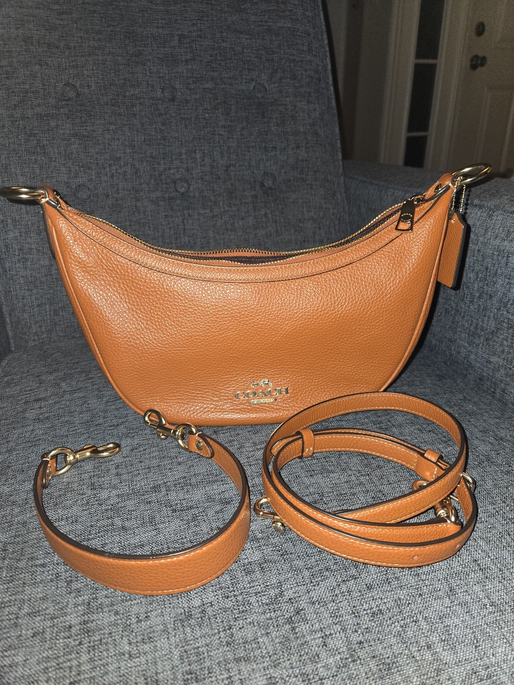 Coach Aria Shoulder Bag- Sunrise Orange Leather Hobo Bag with Gold Hardware